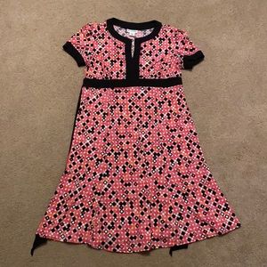 Black, pink and white polkadot maternity dress, size L